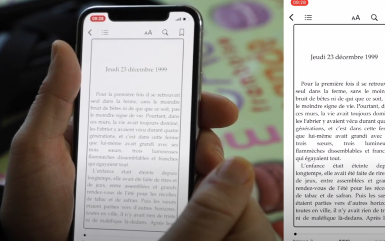 sur un écran de smartphone, exemples d'application de lecture accessibles